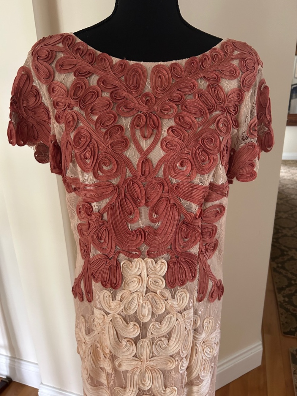 JS Collections Soutache Embroidered Two-Tone Lace Midi Dress -  Size 12-14